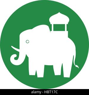 silhouette indian elephant festival green bakcground Stock Vector