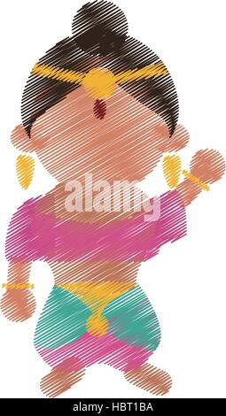 indian woman dancing cartoon design Stock Vector