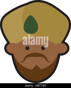 indian boy face avatar cartoon in black and white Stock Vector Image ...
