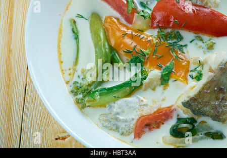 Creamy cockle chowder -  seafood soup. Stock Photo