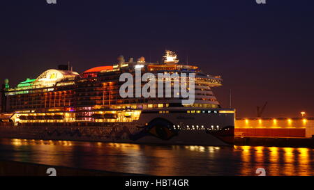 Cruise ship Aida Prima moored in Le Havre harbour, France Stock Photo