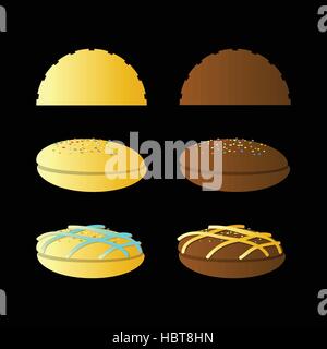 bun sandwich. On a black background. Illyuchtration eps 10 vector. Use for the press, the websites, an undershirt, a t-shirt, registration, design. sw Stock Vector