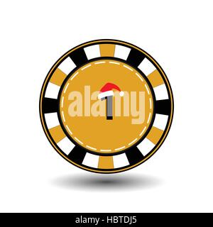 poker chip Christmas new year. Icon EPS 10 vector illustration on a white background to separate easily. Use for websites, design, decoration, printin Stock Vector
