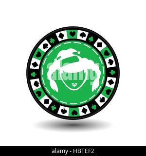 poker chip Christmas new year. Icon EPS 10 vector illustration on a white background to separate easily. Use for websites, design, decoration, printin Stock Vector