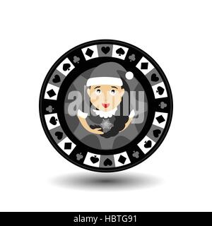 chip poker casino Christmas new year. Icon vector illustration EPS 10 on white easy to separate the background. To use for sites, design, decoration,  Stock Vector