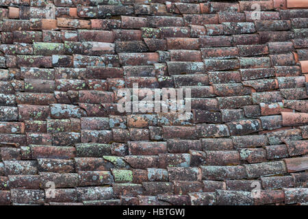 Pan tiled rooves of Barga. The medieval hilltop town of Barga, in Tuscany, Italy. Stock Photo