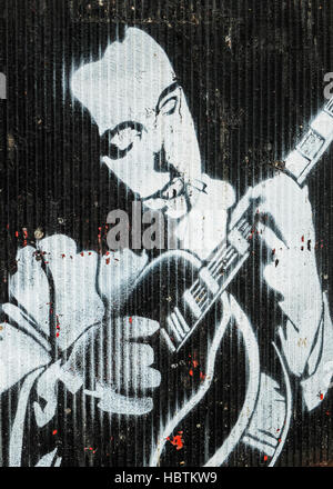 stencil graffito portrait of django reinhardt Stock Photo