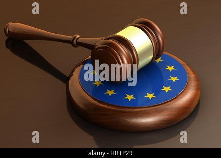 European Union laws and legal system concept with a gavel and the EU flag. Stock Photo