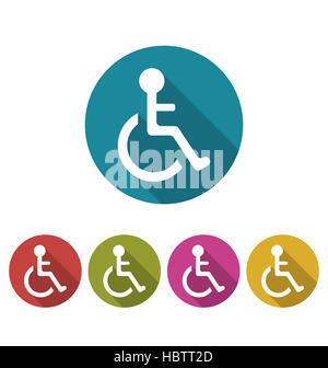 Colorful Pictogram of Disabled in Wheelchai Stock Photo