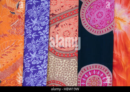 Amazing colorful Balinese sarongs for sale in Ubud, Bali, Indonesia Stock Photo