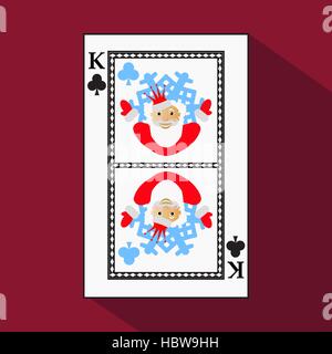 playing card. the icon picture is easy. CLUB KING. NEW YEAR SANTA CLAUS. CHRISTMAS SUBJECT. with white a basis substrate. a vector illustration on a r Stock Vector
