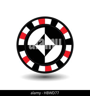 chips for poker red a suit diamond white black an icon on the white isolated background. illustration eps 10 vector. To use for the websites, design,  Stock Vector