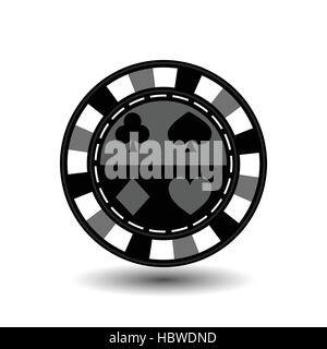 chips for poker grey a suit spade heart diamond club blue black and white dotted line the line. an icon on the white isolated background. illustration Stock Vector