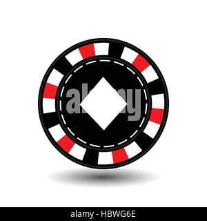 chips for poker red diamond in the middle and a white dotted line the line. an icon on the white isolated background. illustration eps 10 vector. to u Stock Vector