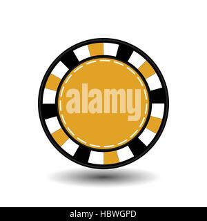 chips for poker yellow in the middle a round and white dotted line the line. an icon on the white isolated background. illustration eps 10 vector. To  Stock Vector
