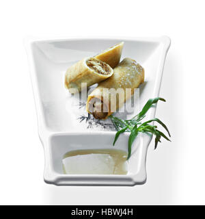 Sweet apple spring rolls Stock Photo
