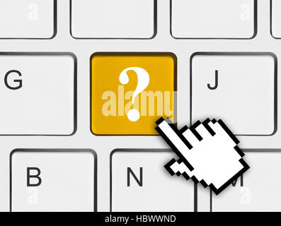 Computer keyboard with question key Stock Photo