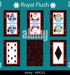 royal flus playing card poker combination. vector illustration eps 10. On a green background. To use for design, registration, the websites, dressing, Stock Vector