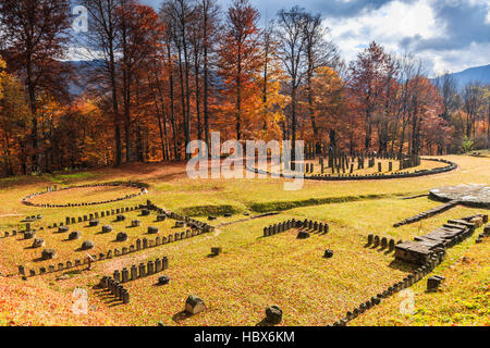 Romania, Sarmizegetusa Regia. Dacian ruins Fortress. Stock Photo