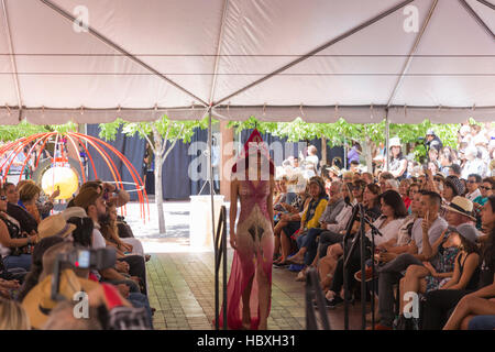 Haute Couture Fashion Show Santa Fe Indian Market 2016 Santa Fe, New Mexico, USA Stock Photo