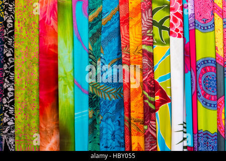 Amazing colorful Balinese sarongs for sale in Ubud, Bali, Indonesia Stock Photo