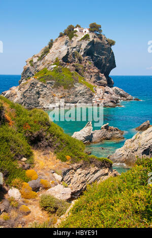 Agios Ioannis chapel at Skopelos island in Greece Stock Photo