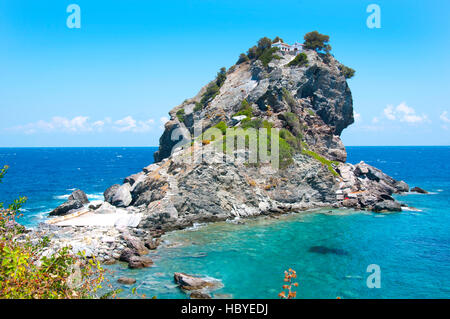 Agios Ioannis chapel at Skopelos island in Greece Stock Photo