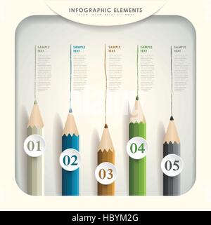vector abstract 3d colored pencil infographic elements Stock Vector
