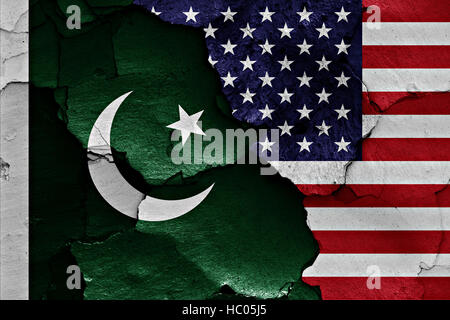 flags of Pakistan and USA painted on cracked wall Stock Photo - Alamy