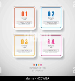 vector abstract 3d paper rounded rectangle infographic elements Stock Vector