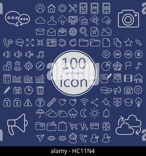 simple and trendy 100 thin line icons for mobile or website Stock Vector