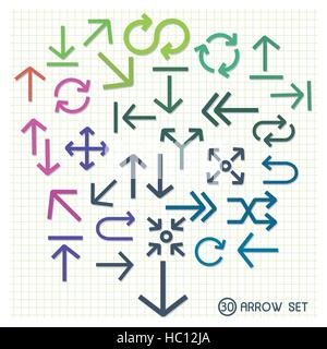 colorful trendy flat design arrows set isolated on white background Stock Vector