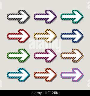 colorful attractive arrows set isolated on grey background Stock Vector