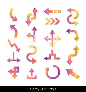 colorful crystal arrows set isolated on white background Stock Vector