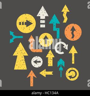 modern colorful arrows collection over dark background Stock Vector