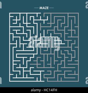 modern square labyrinth isolated on blue background Stock Vector
