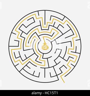simple circular maze with prize icon isolated on white background Stock Vector
