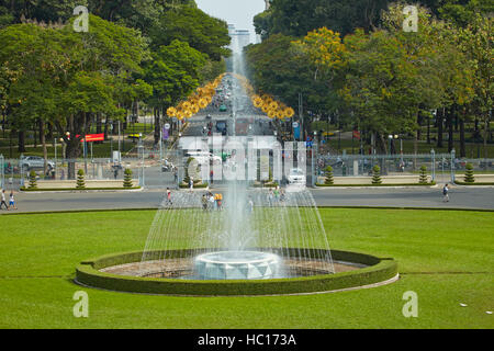 Fountain at Reunification Palace (formerly Independence Palace), Ho Chi Minh City (Saigon), Vietnam Stock Photo