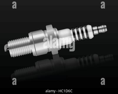 Spark plug on a black background. Stock Vector