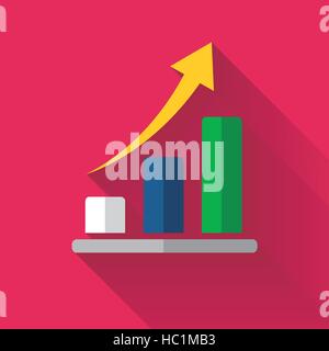 financial bar chart icon in colorful flat design style Stock Vector