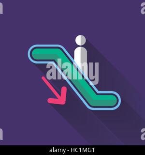 escalator down icon in colorful flat design style Stock Vector