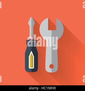 tool set icon in colorful flat design style Stock Vector