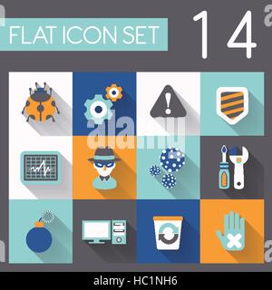 computer security icon set in flat design Stock Vector
