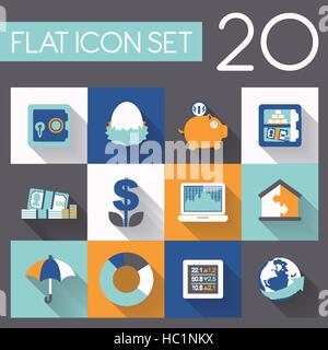 finance and investment icon set in flat design Stock Vector