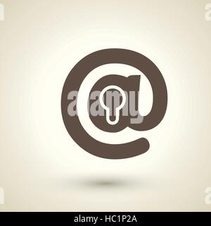 retro flat design icon with at sign element over brown background Stock Vector
