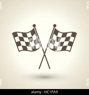 retro style race flag icon isolated on beige background Stock Vector