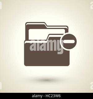 retro style folder minus iconv isolated on brown background Stock Vector