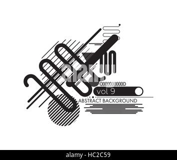 Minimal abstract background black and white Stock Vector