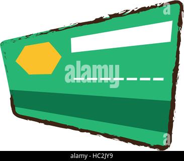 credit card bank green color sketch Stock Vector