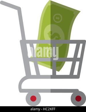 shopping cart online bill money color shadow Stock Vector